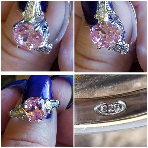 Genuine 3ct Pink & White Sapphire Ring Size 9 - Picture 5 of 6